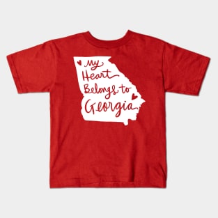 My Heart Belongs To Georgia: State Pride Calligraphy Kids T-Shirt